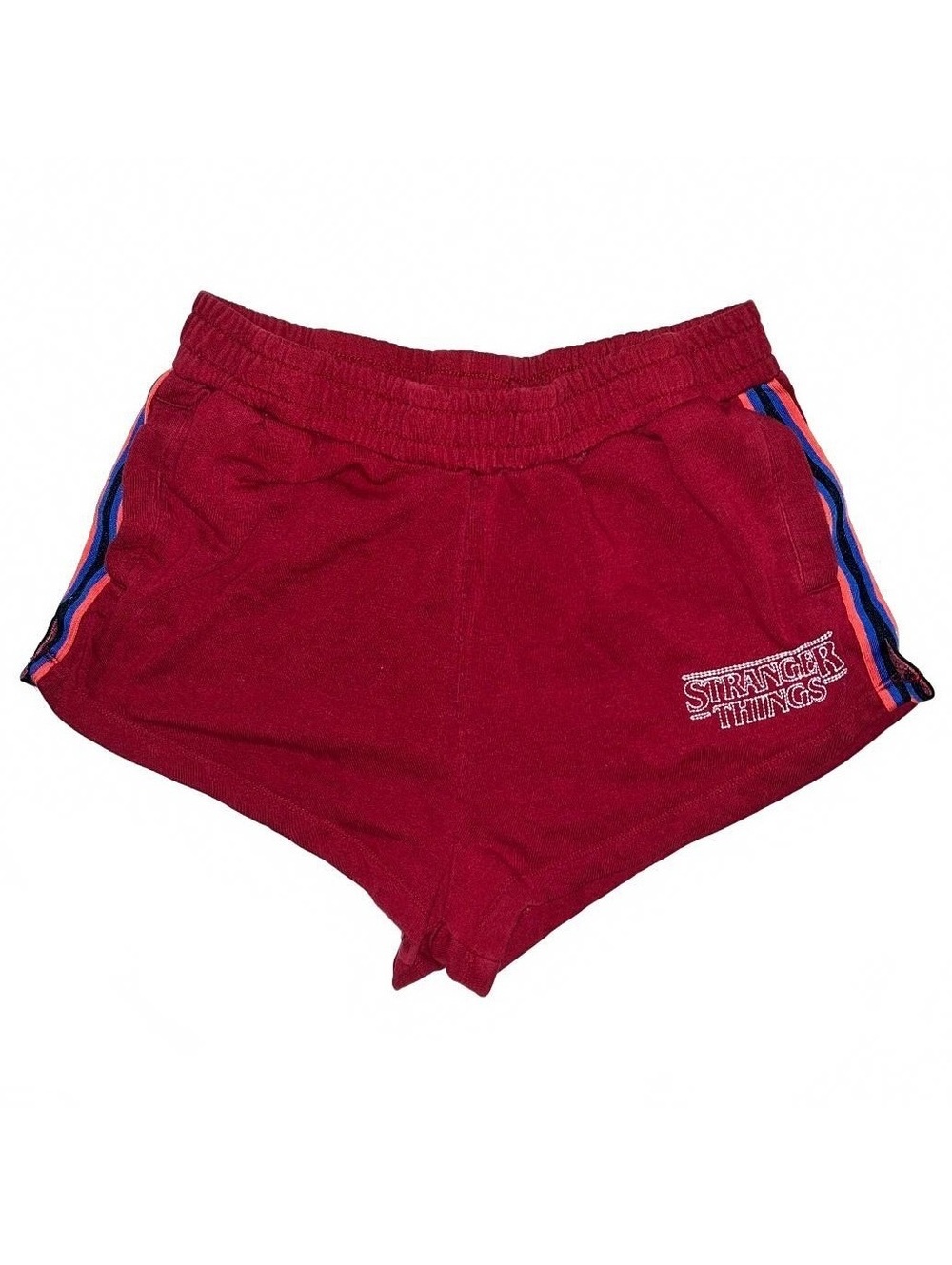 Hot Topic Stranger Things Burgundy Athletic Shorts Size L - Picture 1 of 3
